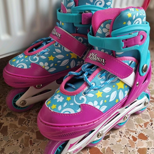 Roller skates used, size 34-37, fuchsia and turquoise for girls