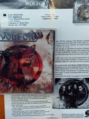 Wolfcry Nightbreed CD used, Greek power metal