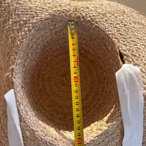 Handcrafted French straw sun hat with oversized brim, like new