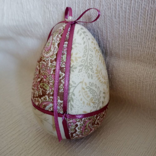 Decorative pink lilac floral egg used for Easter and spring decor