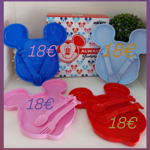 Disney Mickey plate with spoon and fork set, 2 pieces, Tupperware