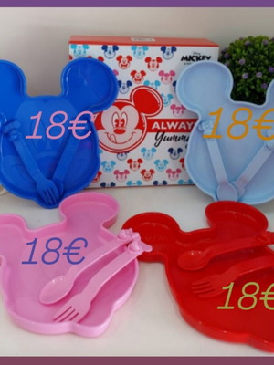 Disney Mickey plate with spoon and fork set, 2 pieces, Tupperware