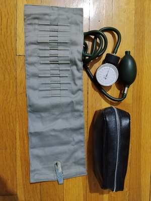 Blood pressure monitor used, arm type without stethoscope