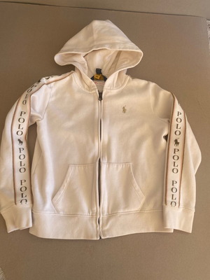 Polo Ralph Lauren παιδική ζακέτα με κουκούλα και φερμουάρ σε λευκό, 140 εκ.