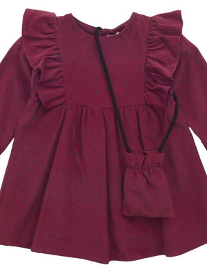 Corduroy dress with bag, size 6 years