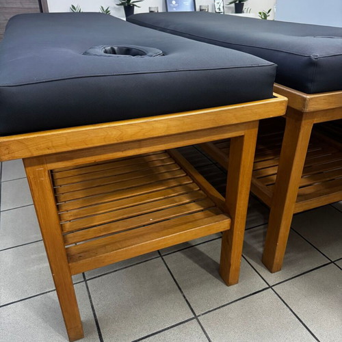 Spa massage beds like new, solid wood, storage space, set of 2