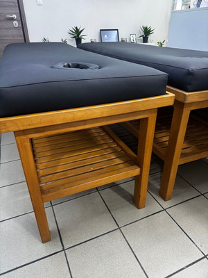 Spa massage beds like new, solid wood, storage space, set of 2