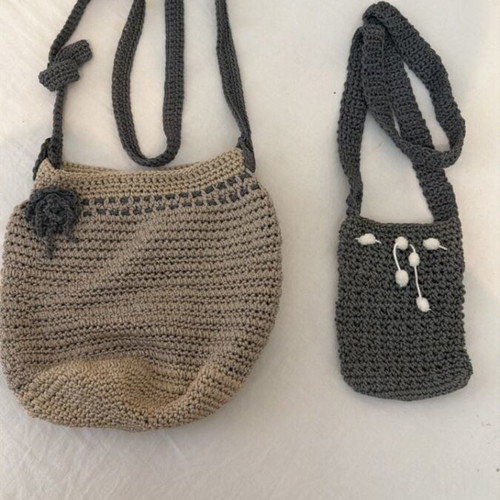 Handmade knitted crossbody bags, set of 2