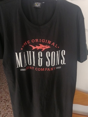 Maui & Sons T-shirt XL καινούριο, μαύρο και κόκκινο, 100% βαμβακερό