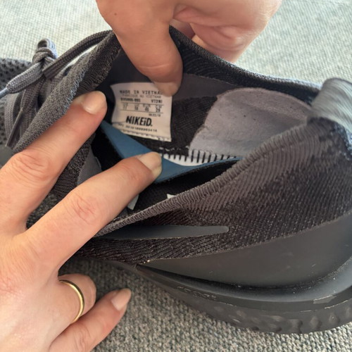 Nike Epic React ID sneakers used, black gum sole size 45