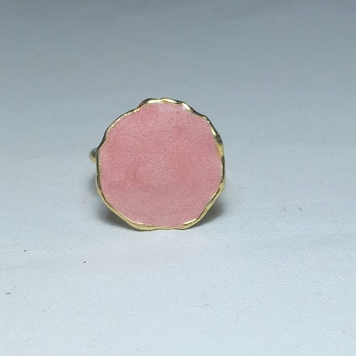 Gold-plated ring with pink enamel new, adjustable size