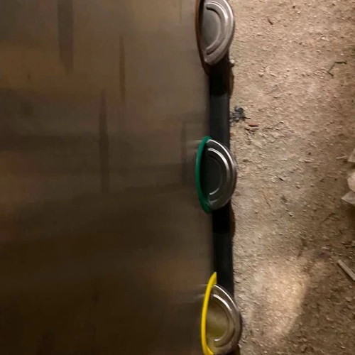 Trash bin used with three compartments and pedal lids, metal and plastic