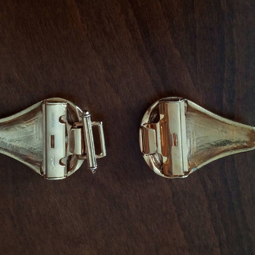 Rare collectible double gold-plated Gutos belt buckle used