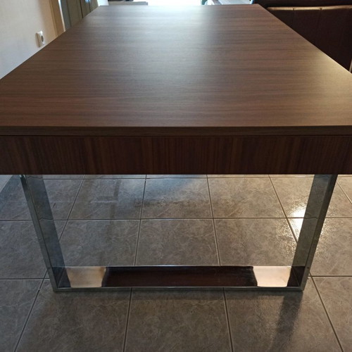 Neo Katoikein dining table like new, 160x90 cm, walnut wood with chrome base