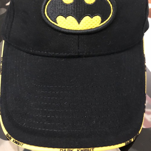 Batman cap with black logo, yellow seams and Dark Knight writing, new