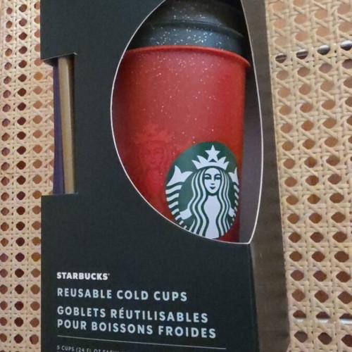 Starbucks reusable Cold Cups new, set of 5 cups with lids and straws
