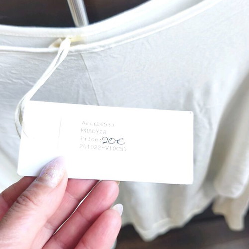 Cotton blouse new, long sleeve, size L, white and beige