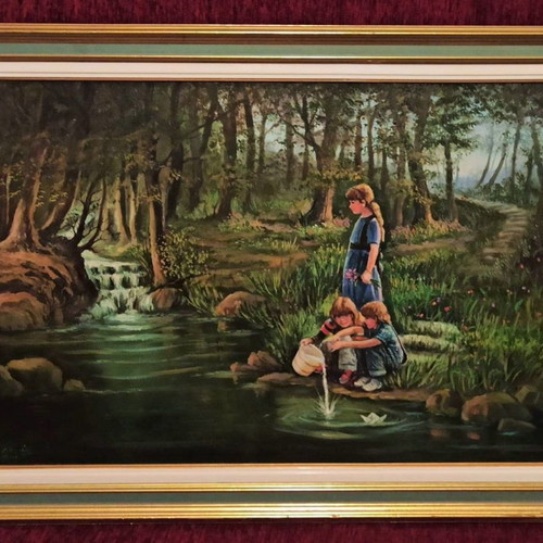 Signed oil painting on canvas with frame like new