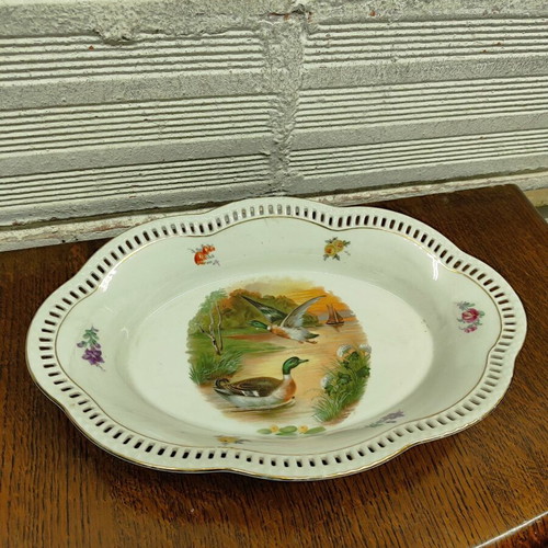 Vintage porcelain Bavaria platter with duck design used