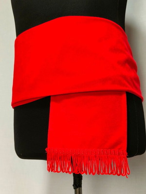 Red sash with fringes for children's traditional costume, new