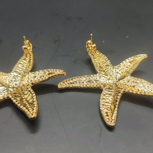 Starfish earrings new stainless steel with white enamel and gold details