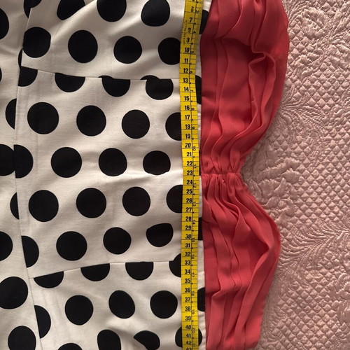 Forel Strapless Dress Used, Black and White Polka Dot with Fuchsia Detail EU 40
