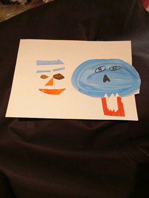 Children's collage new on cardboard