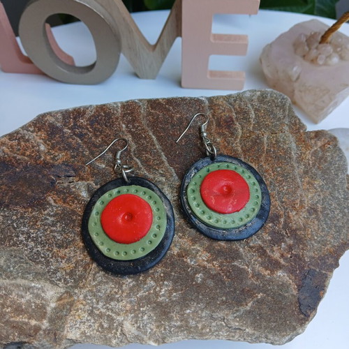 Handmade polymer clay earrings, unique design