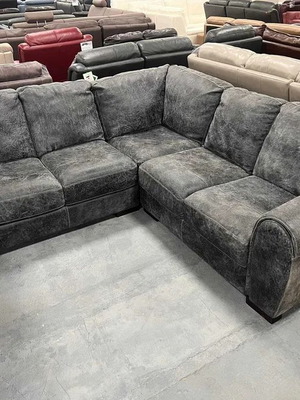 Gray leather corner sofa Galleria new, cowhide box