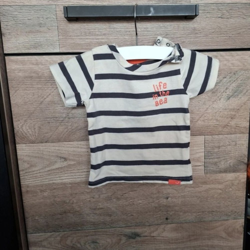 Babyface T-shirt size 56 with navy stripes and orange print