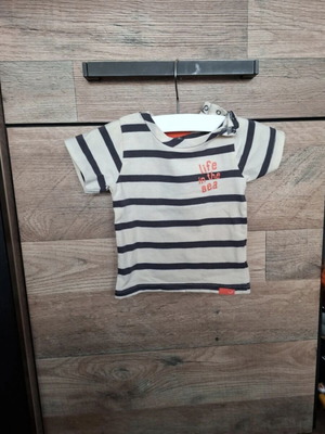 Babyface T-shirt size 56 with navy stripes and orange print