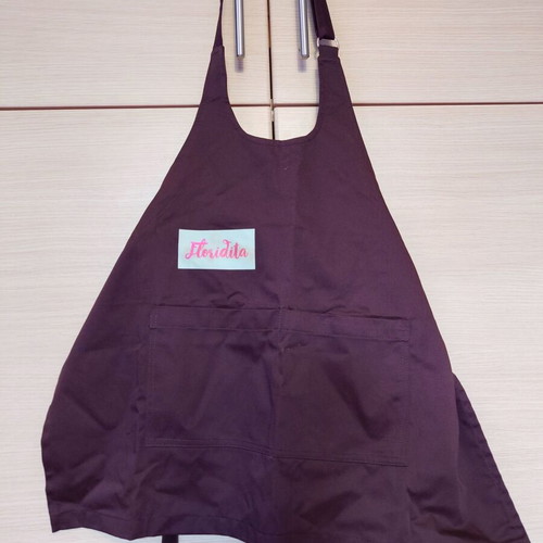 Barista apron large with print and pockets, coffee color, like new
