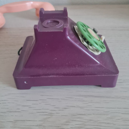 Vintage Soviet mechanical toy phone 1962 used with original box