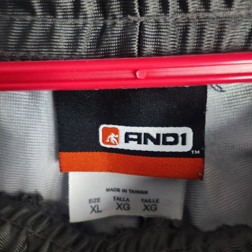 AND1 sports shorts like new, black with white and grey stripes, XL