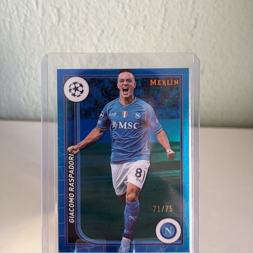 Topps Merlin Giacomo Raspadori Blue Refractor #71/75 Napoli UCL card like new