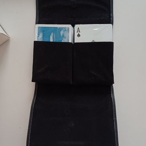 Kuwait Airways First Class Collectible Set with 2 Sealed Boeing 747 Playing Cards in Leather Case