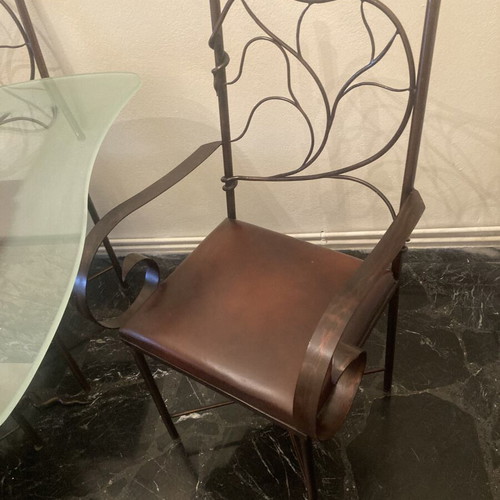 Handmade iron and crystal dining set, unique piece