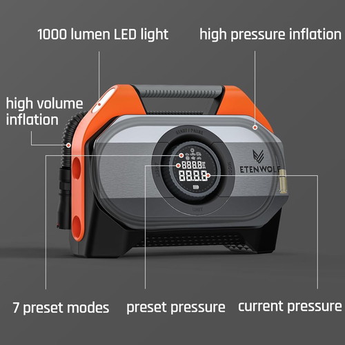 ETENWOLF Vortex S6 powerful cordless air compressor 160 PSI 42 l/min