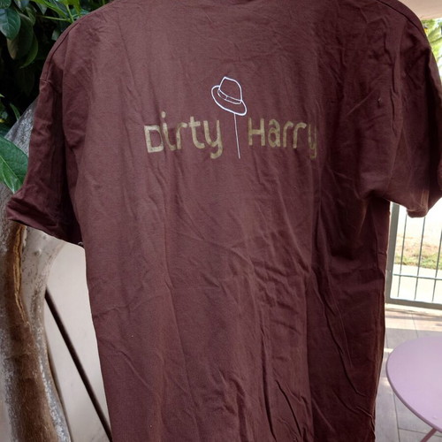 Unisex T-shirt Dirty Harry brown, short sleeve, like new, sizes XS-L