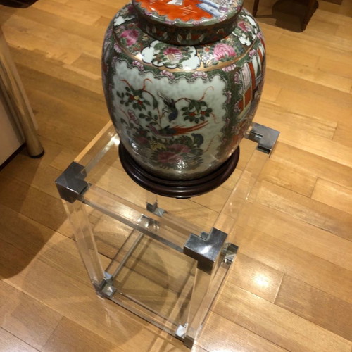 Chinese vase used on plexiglass base