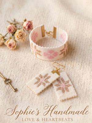 Macrame bracelet and earrings set