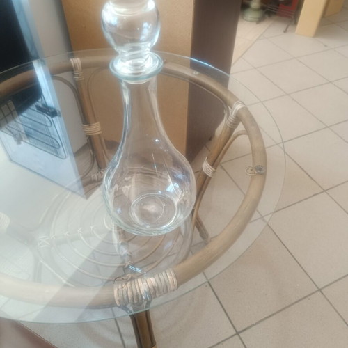 Italian vintage glass carafe used with spherical stopper