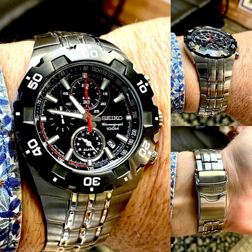 Seiko chronograph alarm 40mm like new, waterproof 100m with date