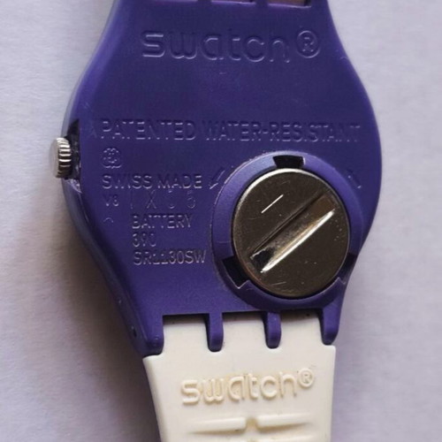 Swatch Nuora Gelso GV701 watch used, purple and white