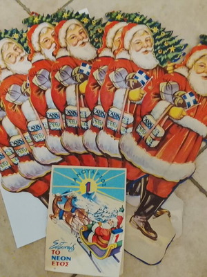 Vintage Santa Claus collectible figures card 1965 used
