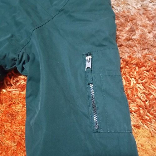 Khaki jacket with fur hood, size large, like new