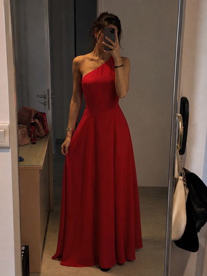 Red formal evening dress, sizes S/M