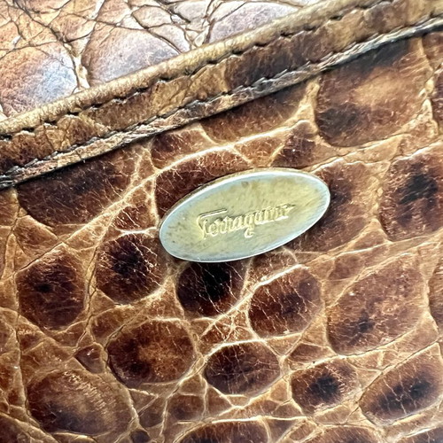 Salvatore Ferragamo vintage δερμάτινη τσάντα ώμου μεταχειρισμένη, καφέ