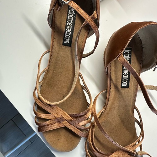 Dance shoes leather like new, brown and gold, size 38