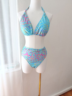 Bikini set XXL new, colorful turquoise, padded top